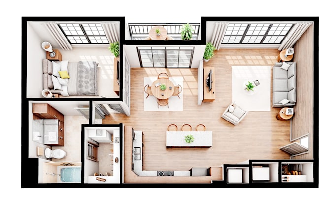 3d architectural floor plan rendering