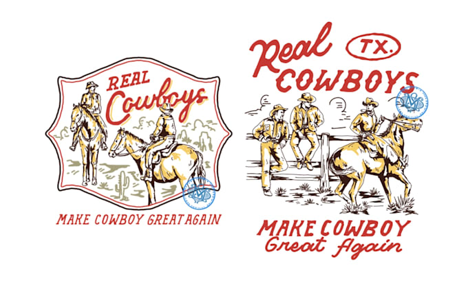 draw illustration western vintage for logo and tshirt