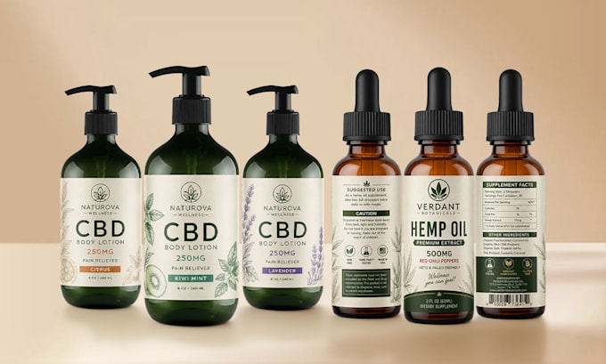design premium hemp, cbd label and box package design