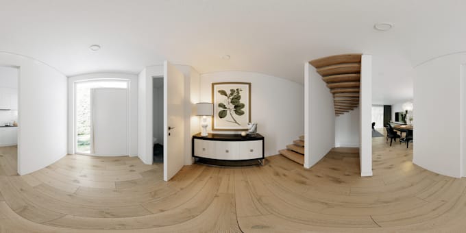 create a 360 panorama 3d image for ar interior
