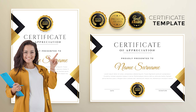 create a professional certificate or diploma award design