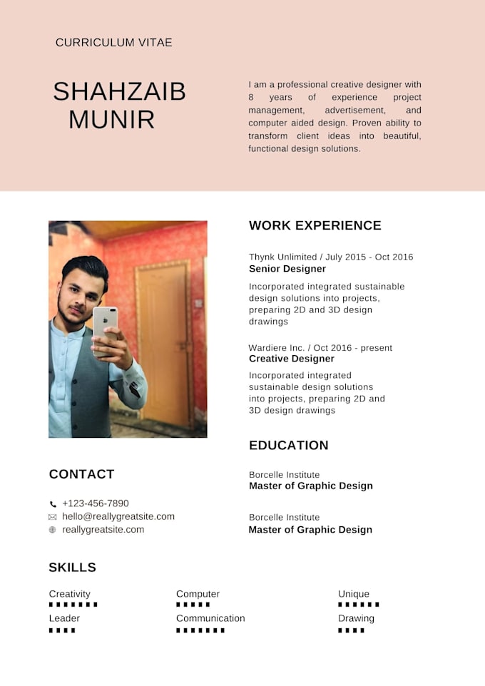 format and create custom layout for you resume