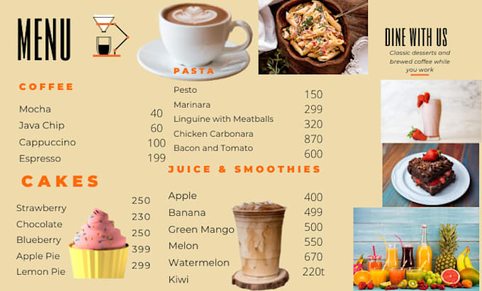 Do something innovative menu designer by Amreenyaqoob283 | Fiverr
