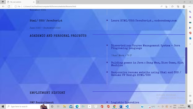 Design and develop a simple website using html and css by ...