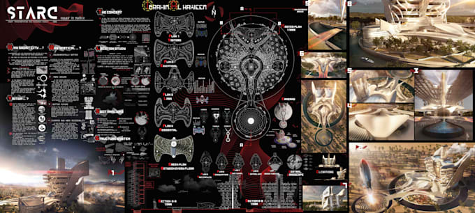 design a creative architectural presentation board or poster
