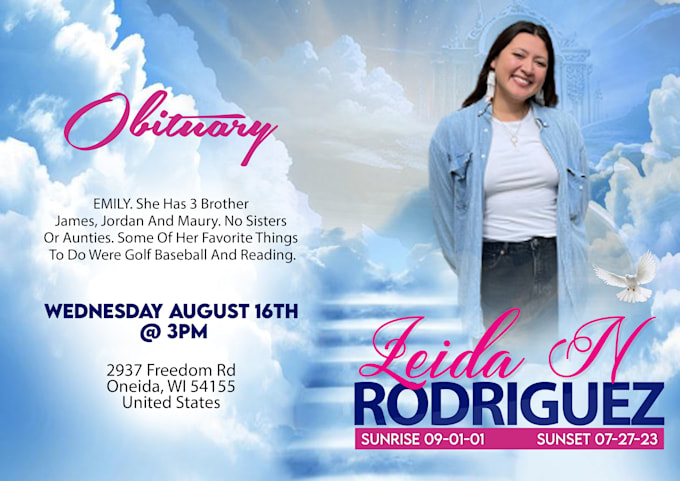 design funeral, obituary, memorial, program flyer