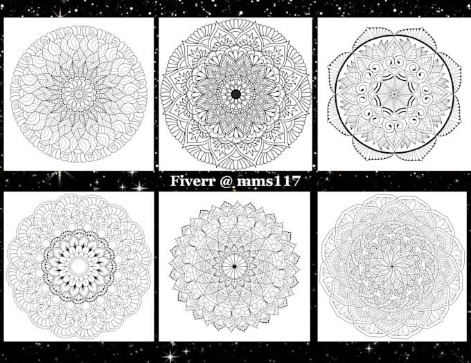 create hand drawn circle mandala coloring pages for adults and KDP