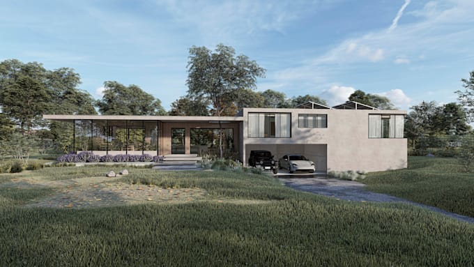create house design, and realistic 3d render