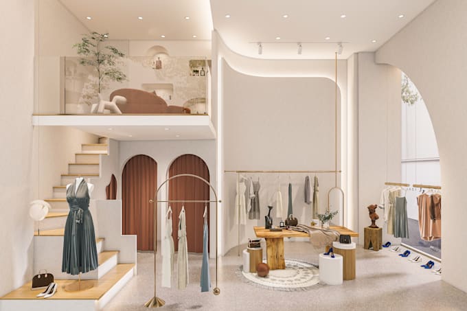 design cafe restaurant and shop interiors with 3d rendering