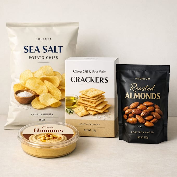 design premium product packaging for food, drinks and cosmetic brands