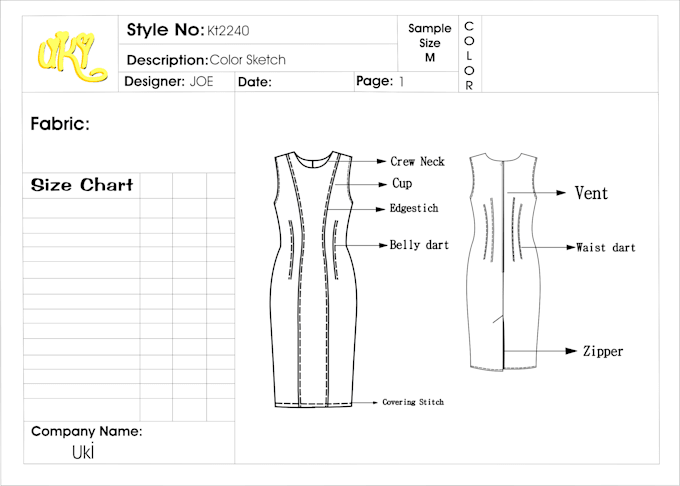 design clothing apparel technical flats sketch tech packs