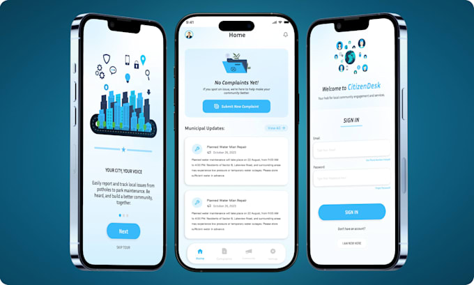 create a modern mobile app UI design and prototype in figma