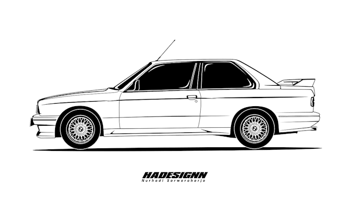 draw detailed car line art vector illustration