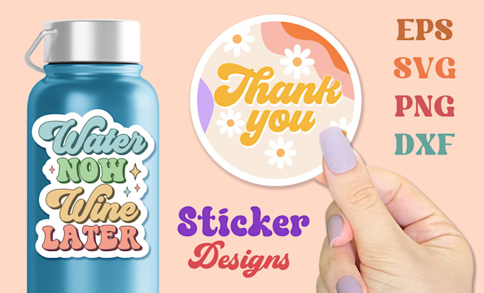 design retro typography sticker png for vintage, groovy, boho, 70s art