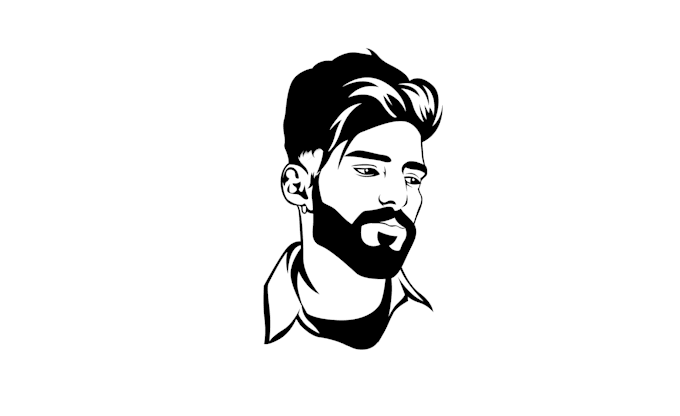 do face image line art black and white vector portrait