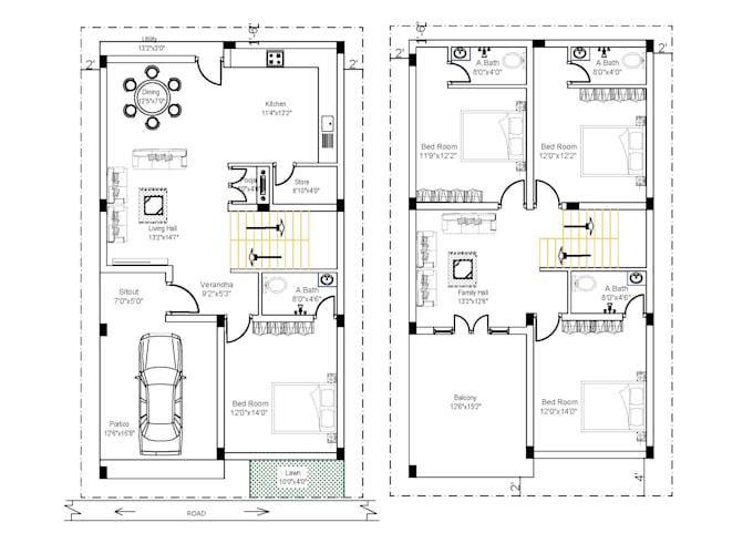 draft autocad 2d architectural plans and drawings