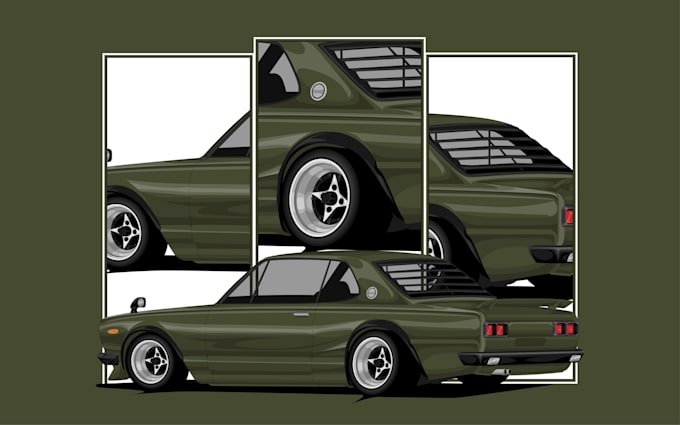 create clean car vector illustration for t shirts and decals