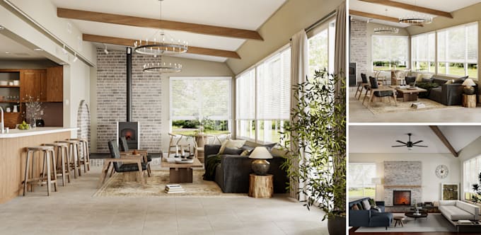 design and render realistic 3d interior, exterior