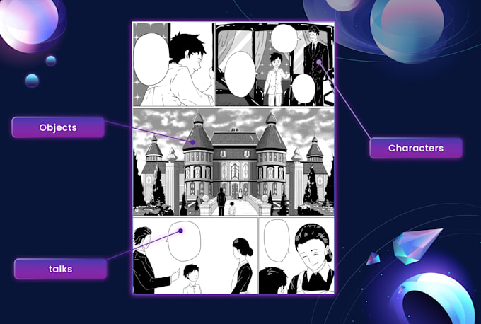 create manga , comic page for your own script