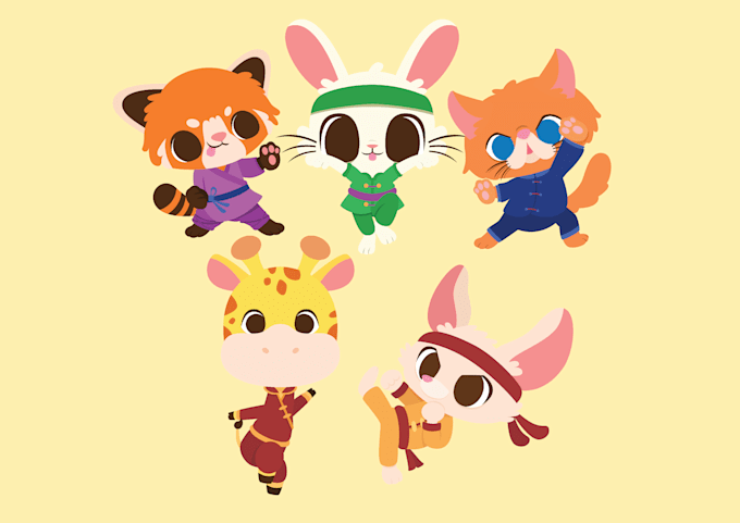 draw you cute animals clipart in vektor esp file