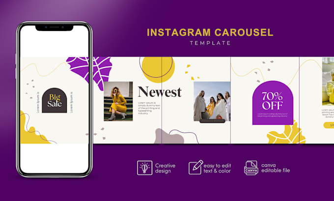 editable canva templates for instagram, linkedin carousel designs