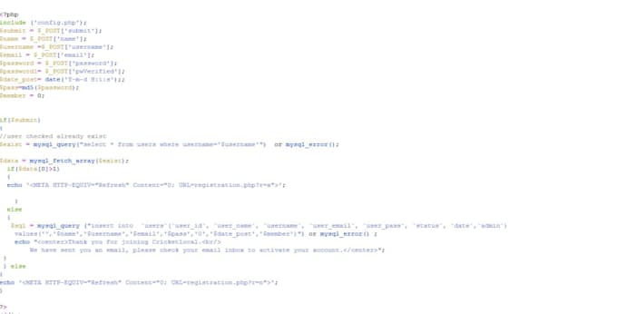 create php log in registration with email confirmation  form