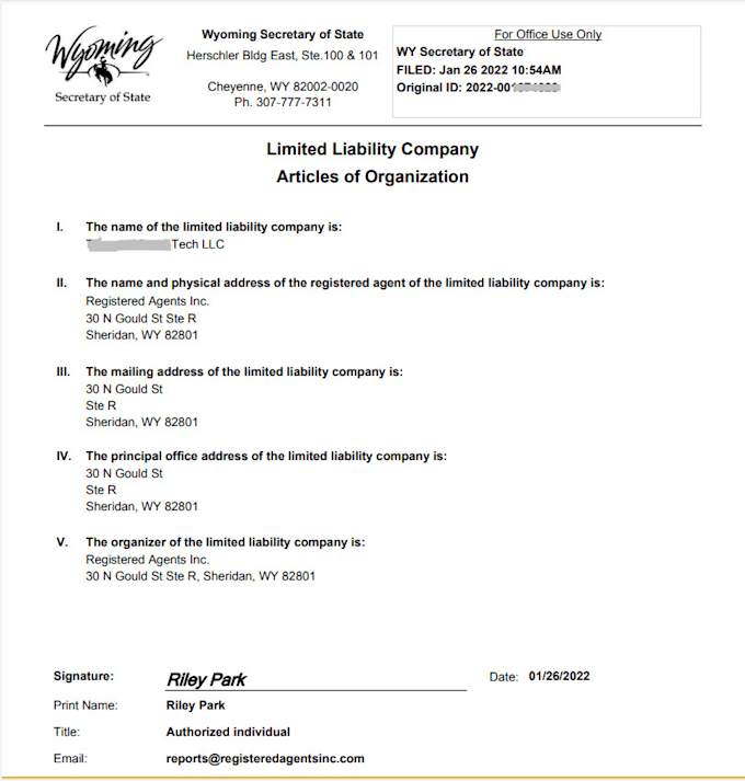 register US llc in wyoming and get ein