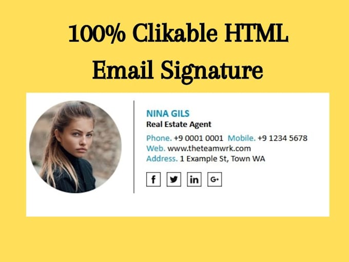 design clickable html email signature for outlook, gmail,etc
