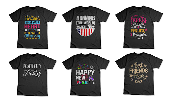 Do a trendy graphic custom typography t shirt design and merchandise ...
