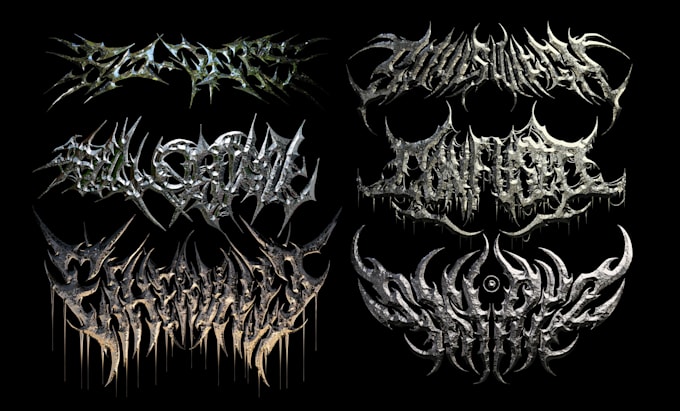 design death metal logo with texture and chrome effect