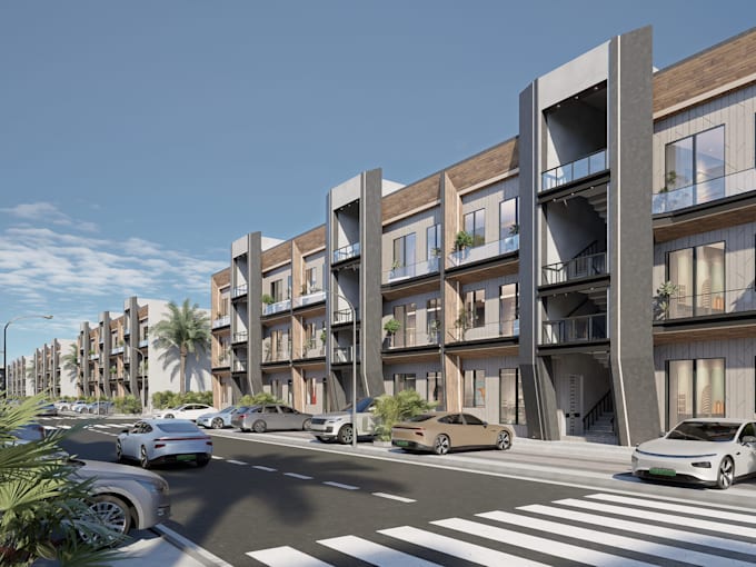 create realistic exterior 3d rendering visualization villas