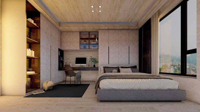 do 3d design and rendering for your bedroom