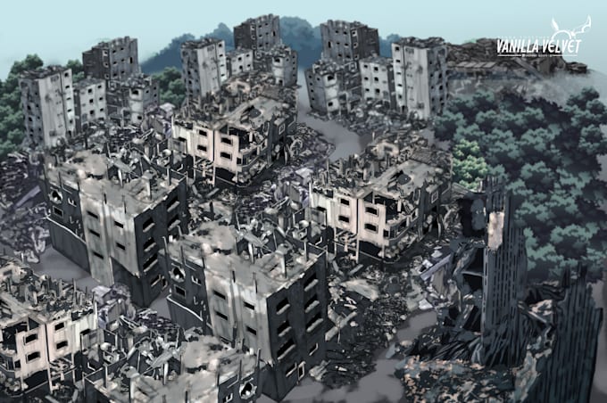 do anime city and nature background