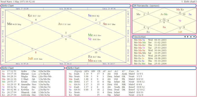 cast your Horoscope according to Vedic Astrology
