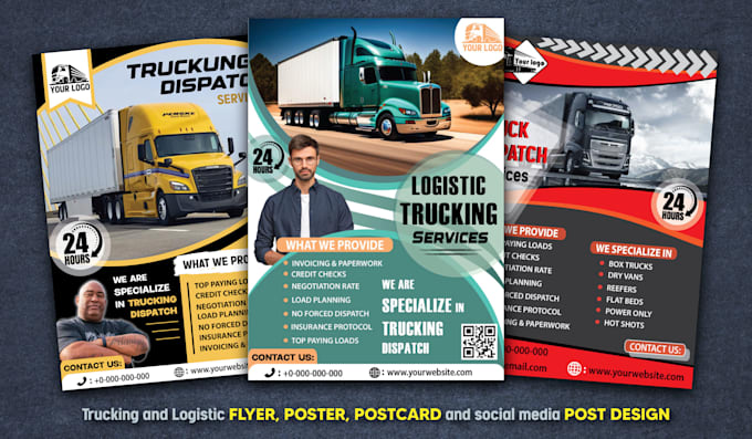 design transport logistic shipping and trucking flyer