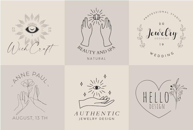 create an elegant hand drawn botanical boho logo design