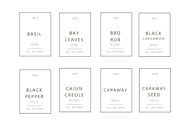 share minimalist spice jar labels for your pantry