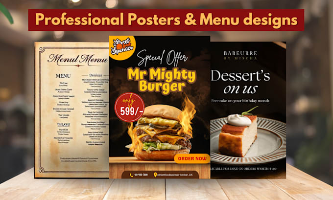 design menu cards, brochure and flyer creation for your business