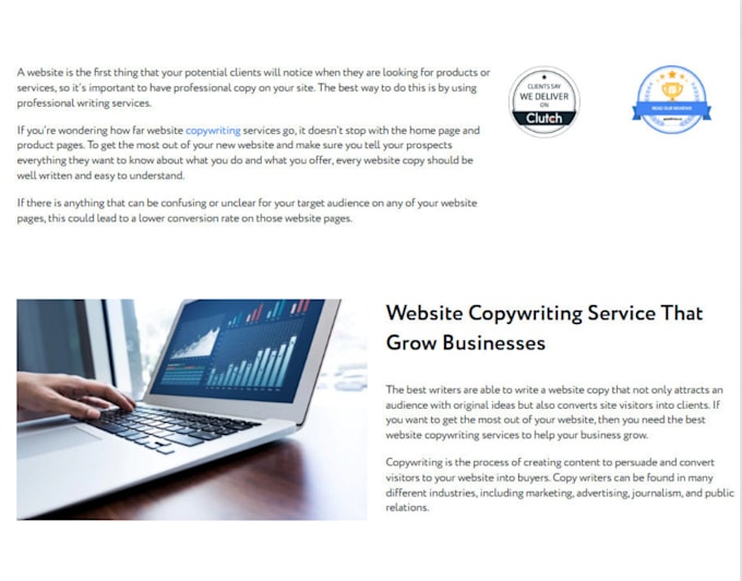 write SEO website content or website copywriting for pages