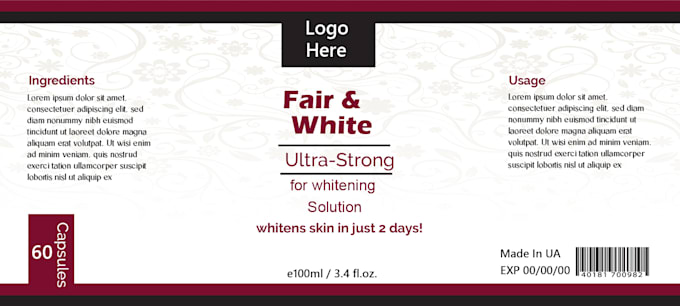 create unique label design, cbd label and supplement label