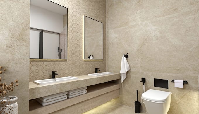 do interior design bathroom with renders