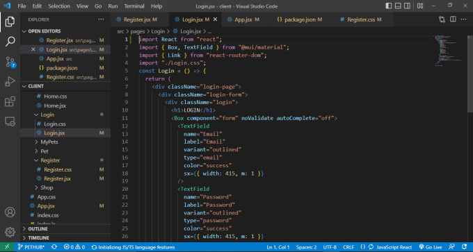 Create frontend in react, material ui bootstrap by Muhammadumar774 | Fiverr