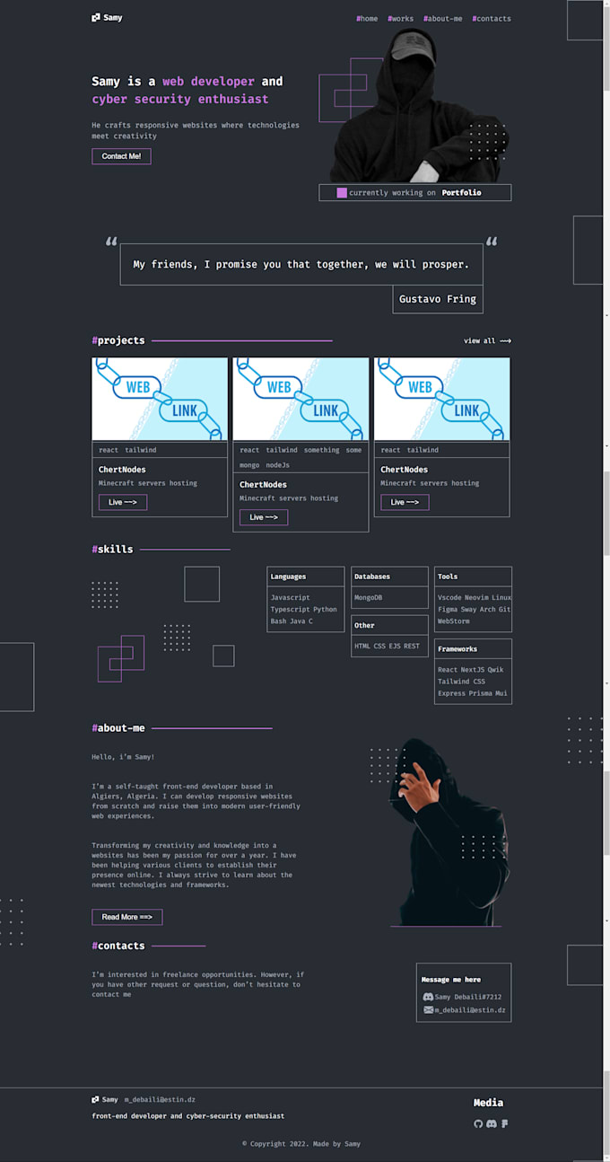 build a custom website to your needs using HTML or react js