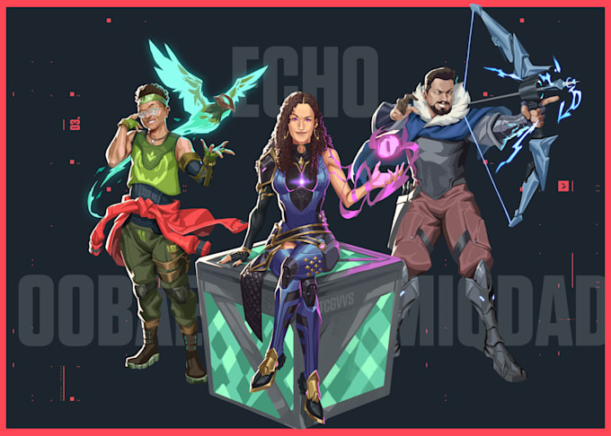 create character illustrations in a valorant art style
