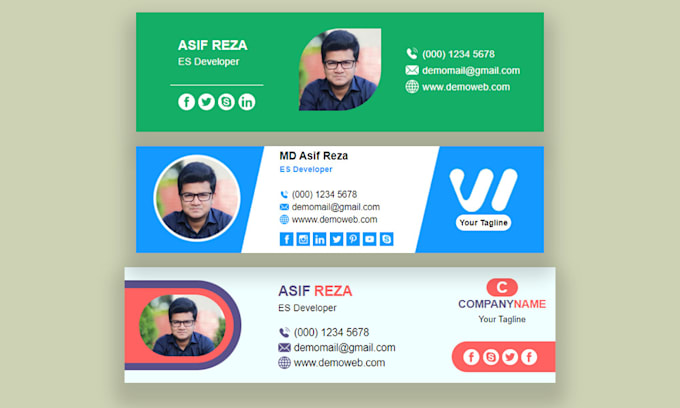 design a clickable HTML email signature for gmail, outlook