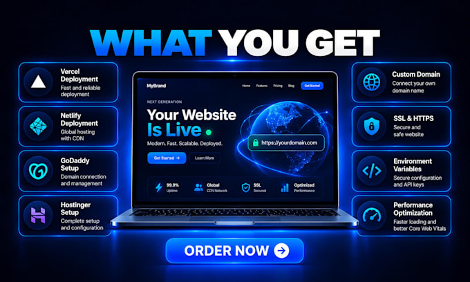 deploy your react js next js website to netlify, vercel, godaddy, hostinger
