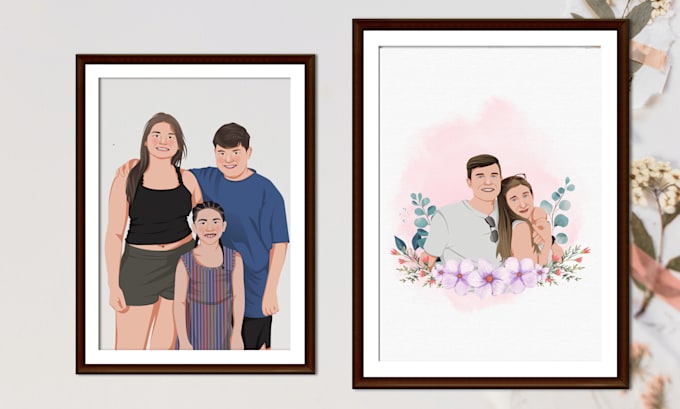 do custom portrait illustration personal couple or familly