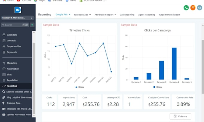 setup agent CRM account create funnel workflow email automation migrate contacts