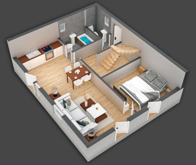 Create 3d Floor Plan By Architect 08 Fiverr Create 3d Floor Plan