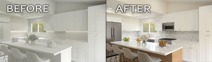 do photorealistic 3d modern kitchen renderings for remodel